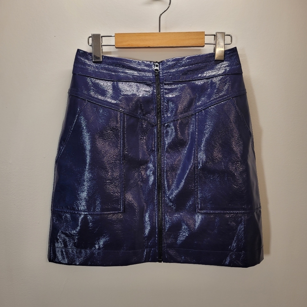 Rebecca Minkoff Faux Leather Purple Mini Skirt - Size 4